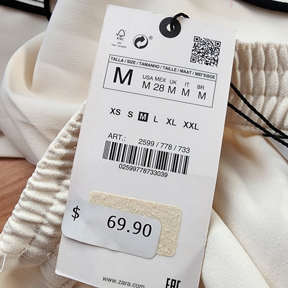 Cream Wide-Leg Trousers Zara Size M nwt - Picture 3 of 13